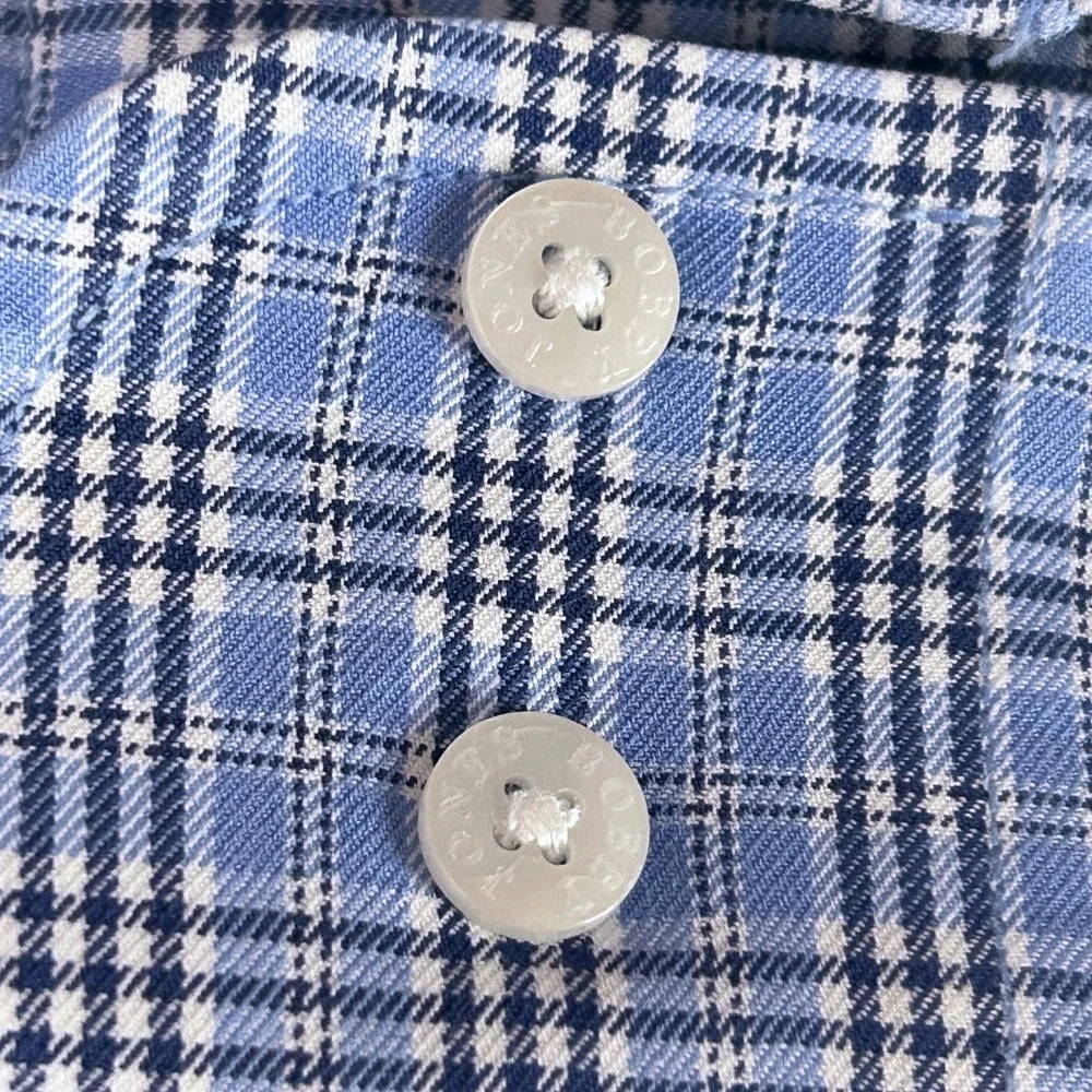 Bobby Jones Long Sleeve Shirt Dress Casual Sky Blue Plaid Button Down Collar - Picture 13 of 15